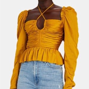 Ulla Johnson Marigold Mirelle Shirred Puffed Sleeve Blouse